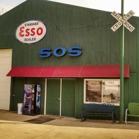 SOS Storefront With Railroad Crossing 